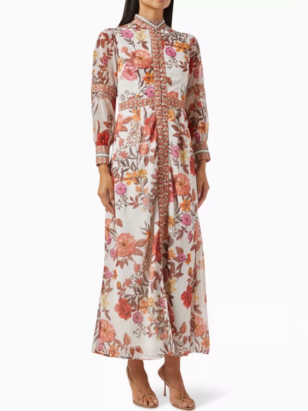 Raishma Studio Aspen White Floral Maxi Dress Long Sleeve NWT Size 14 Occasion